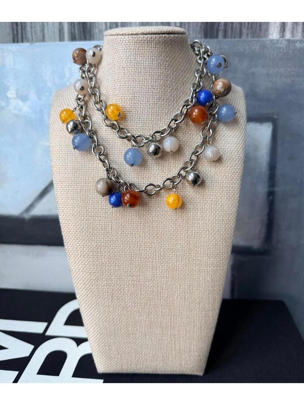 NY&Co Colorful Beaded Charm Chain Necklace NWT